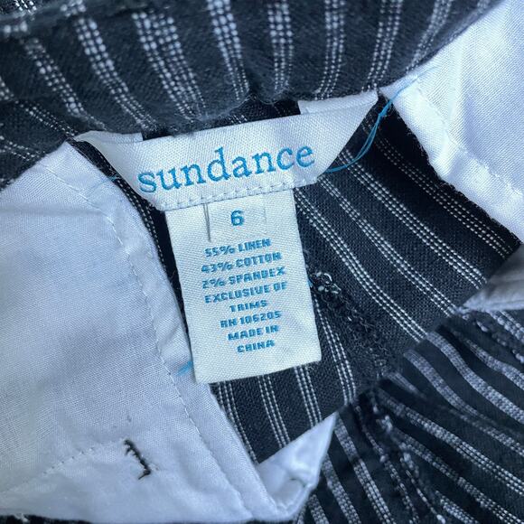 Sundance Anover Wide Leg Linen Pants Size 6 Black White Relaxed Trousers Casual - Picture 6 of 6